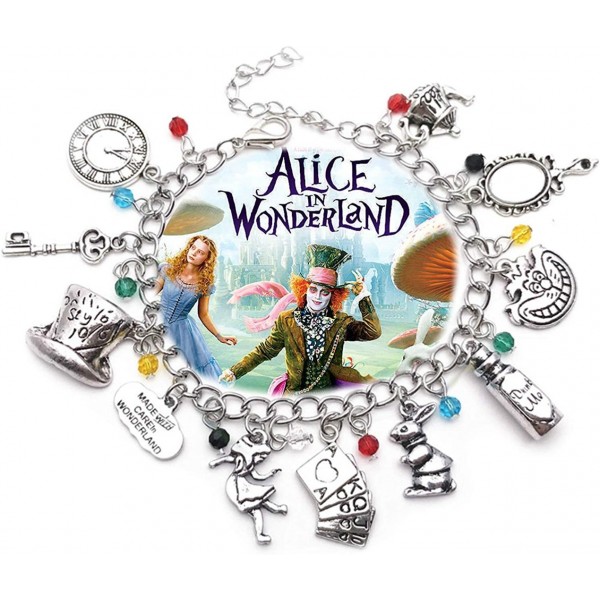Alice in Wonderland 11 Themed Charms Silvertone Me...