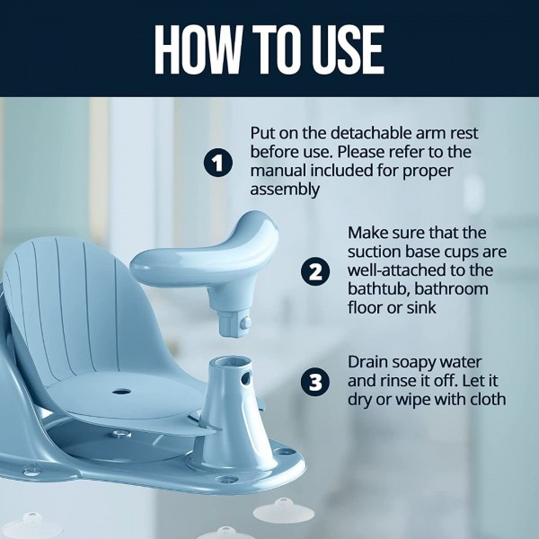 Baby Bath Seat for Babies 6 Months & Up - Infant Bathtub Seat for Sit-up Bathing - Summer Toddler Bath Chair for Sitting Up in The Tub - Safety Baby Shower Chair Bath Tub Seater Bath Ring